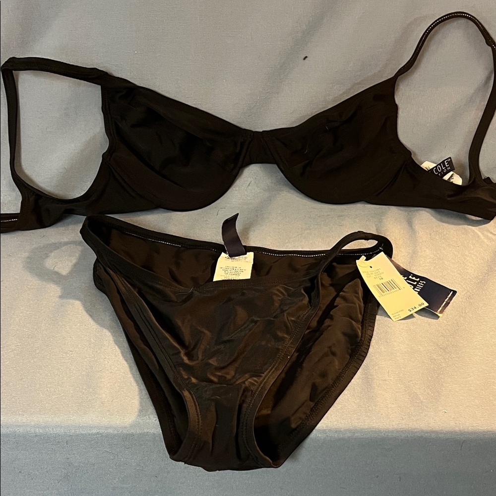 Anne Cole Black Bikini Top and Briefs